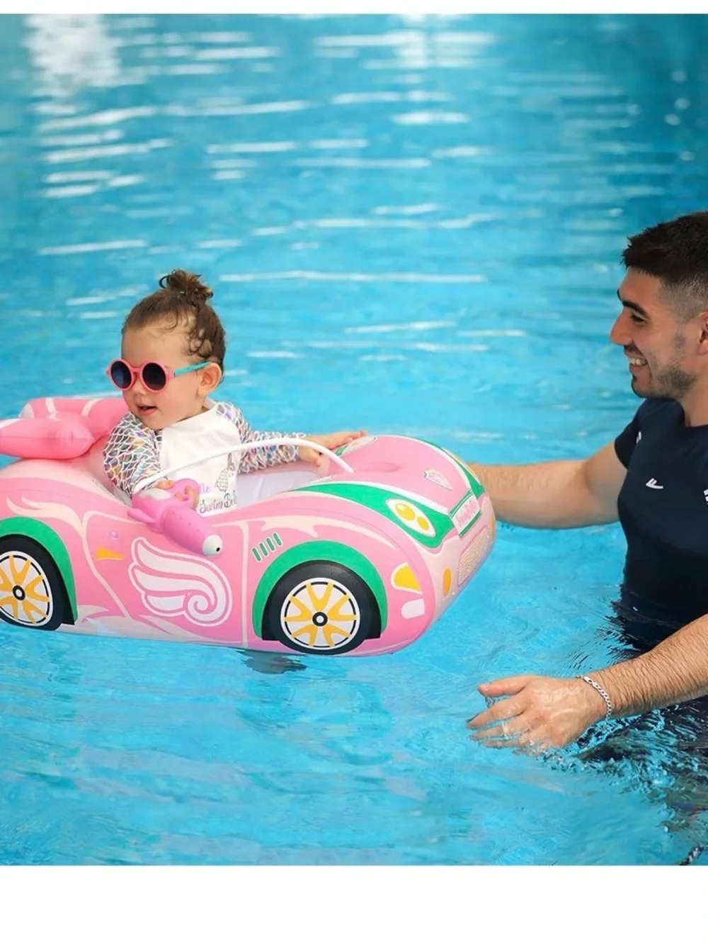 Pink Kids Inflatable Car Swim Ring